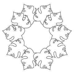 tropical wreath leaves outline sketch