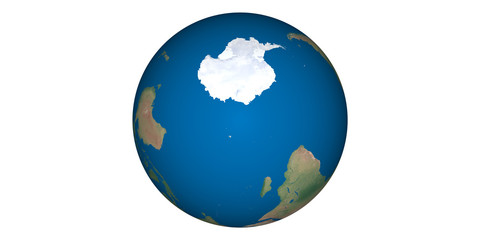 Earth world globe round from space white background