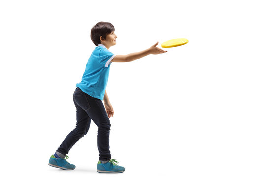 Boy throwing frisbee