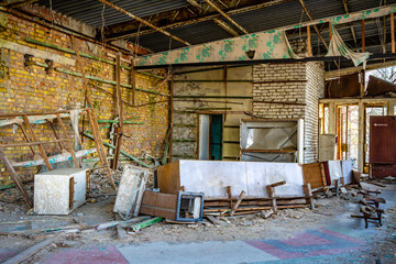 Fototapeta na wymiar dilapidated buildings in chernobyl over 30 years after the nuclear accident