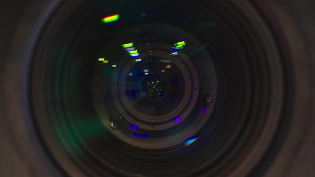 A macro view of a working camera lens.