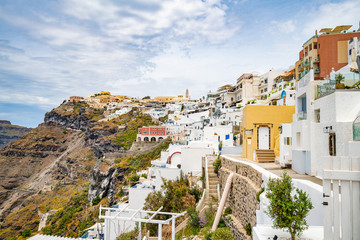 Panoramic View and Streets of Santorini Island in Greece, Shot in Thira