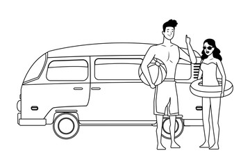 People enjoying summer time in black and white