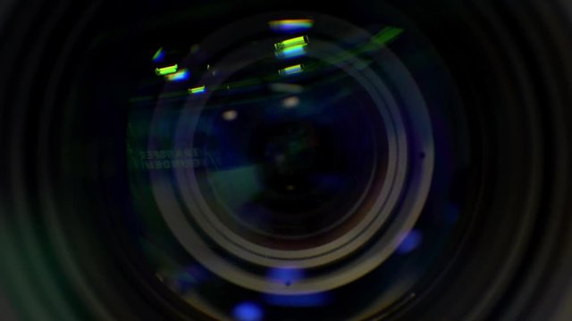 A macro view of a working camera lens.