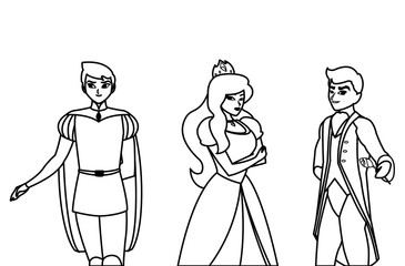 beautiful princess with princes of tales characters