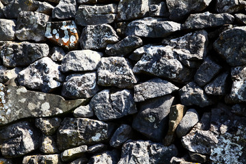 Close up of a Yorkshire Dales dry stone wall