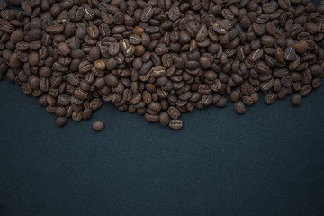 coffee beans on black background