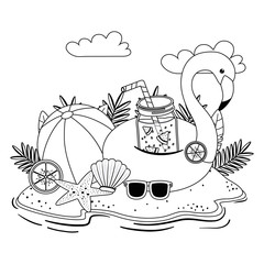 Summer and vacation flamingo float design