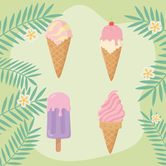 summer holiday poster with set ice creams