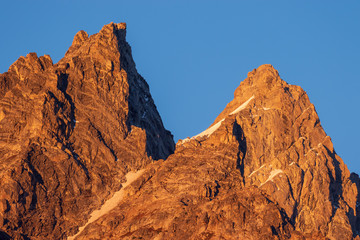 Rugged Teton Mountain Peaks at Sunrise