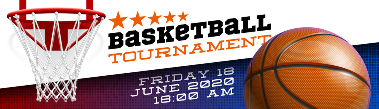 Basketball modern sports poster design banner with 3d realistic shiny ball. Basketball tournament Illustration banner logo realistic orange ball. posters design flyer set Playoff championship template