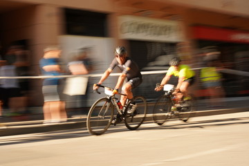 Bike racing in movement. Barcelona Catalonia, Spain