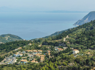 Fototapeta na wymiar View of the rocky shores of Lefkada.
