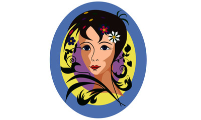 Portrait of woman with floral elements