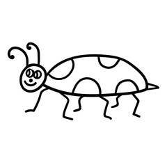 Cartoon doodle linear bug isolated on white background. Vector illustration.   