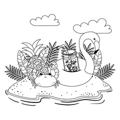 Summer and vacation flamingo float design