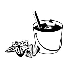 cute starfish with bucket and shell