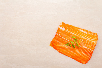 Raw trout fillet (salmon).