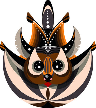 Vector image of flying squirrel in flight. Made with Fibonacci circles