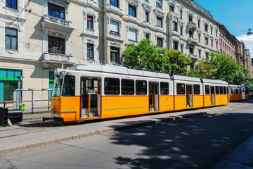 Plakat a tram in budapest hungary