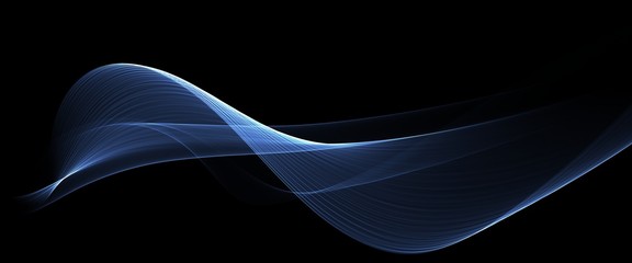 Abstract neon blue flow wave background