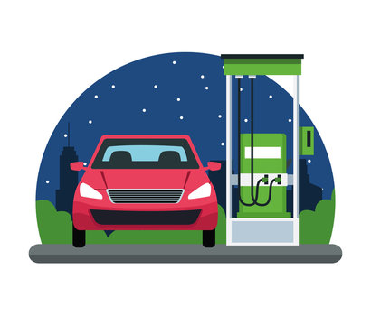 car in a gas station icon