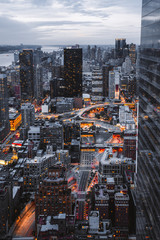 view from top on Midtown Manhattan, night lights
