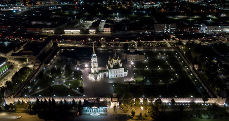 Tula Kremlin. Promenade in the Park. Night. Street lights. Night lights. Night city.