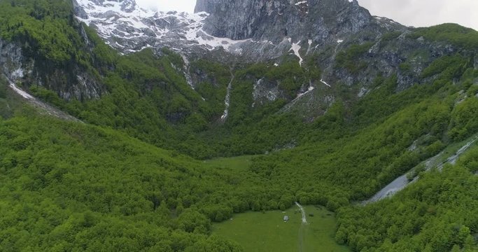aerial view of Grebaje valley Prokletije Mountains
