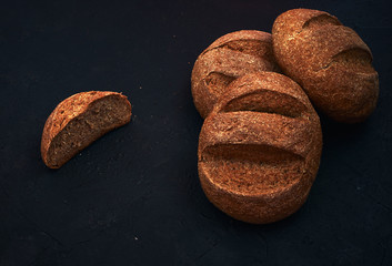 Whole wheat bread baked at home, bio ingredients, very healthy