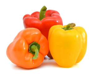 fresh pepper vegetables isolated on white background