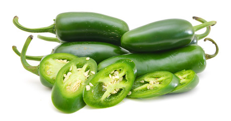 A pile of finely chopped chilli peppers on a white background