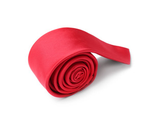Classic red male necktie isolated on white