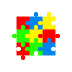 Puzzle icon, colorful isolated on white background, vector illustration.