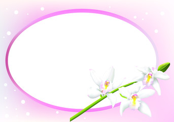 Greeting card, or wedding invitation card, with beautiful cymbidium orchids