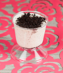 Tasty dessert of milk made with black cookies