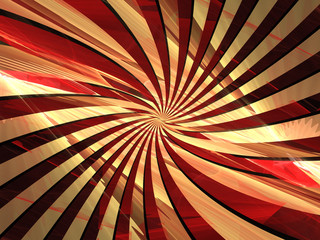 Abstract Yellow and Red Spiral Background Image, Illustration - Infinite repeating spiral, color vortex. Recursive symmetrical patterns of colorful warped shapes, abstract twisted geometric patterns