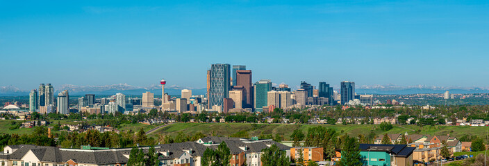 Fototapeta na wymiar Skyline of Calgary Alberta in summer. 