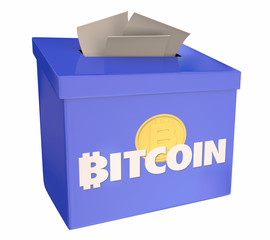 Bitcoin Cryptocurrency Digital Blockchain Money Suggestion Box Enter From Open Account 3d Illustration
