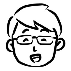 顔アイコン　男性　筆　表情