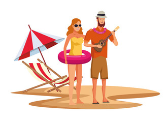 Young couple enjoying summer cartoons