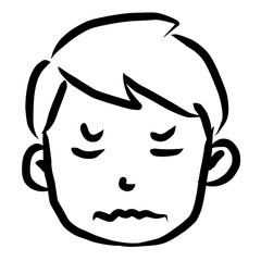 顔アイコン　男性　筆　表情