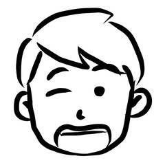 顔アイコン　男性　筆　表情