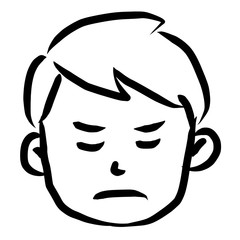 顔アイコン　男性　筆　表情