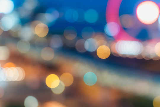 Light night city bokeh abstract background