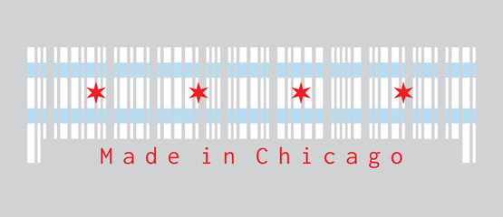 Barcode set the color of Chicago flag, the city of Chicago is the most populous city in Illinois, United States of America.