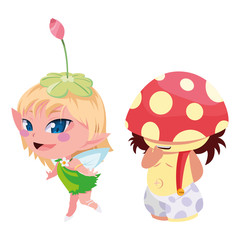 beautiful magic fairy and fungu elf characters