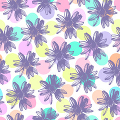 Fototapeta na wymiar Vector seamless pattern with hand drawn flowers.