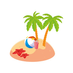 summer sand scene with palms and balloon toy