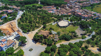 Fototapeta premium Barcelona. Aerial view in Santa Coloma de Cervello, Colonia Guell.Spain Drone Photo